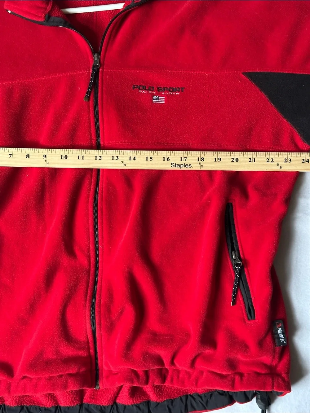 Vintage Polo Sport Ralph Lauren Polartec Fleece Jacket XL Red Black
